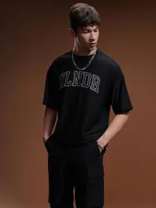 HIGHLANDER Men Typography Printed Round Neck Oversized T-shirt