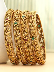 PANASH- Set Of 4 24 CT Gold-Plated Handcrafted Antique Bangles