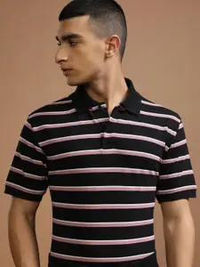 HIGHLANDER Men Striped Polo Collar Relaxed Fit T-shirt