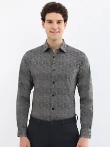 Allen Solly Men Spread Collar Abstract Printed Cotton Slim Fit Formal Shirt