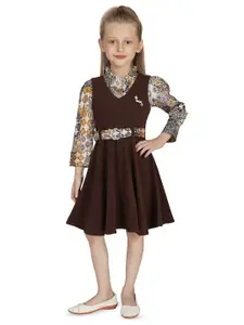 Hunny Bunny Girls Floral Printed Fit & Flare Dress