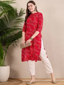 Anouk Women Printed Mandarin Collar Straight Kurta