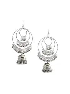 JMBW INTERNATIONAL Set Of 2 Silver-Plated Dome Shaped Oxidised Jhumkas