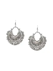 JMBW INTERNATIONAL Set Of 2 Silver-Plated Contemporary Beaded Oxidised Drop Earrings