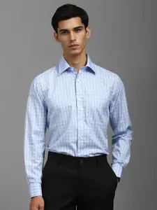 Louis Philippe Men Spread Collar Micro Checked Cotton Formal Shirt