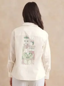 RAREISM Women Comfort Spread Collar Graphic Printed Cotton Casual Shirt