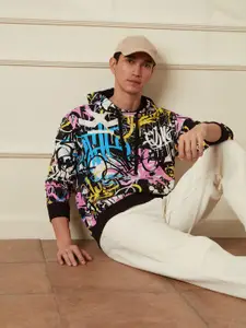 WROGN Men Abstract Printed Cotton Sweatshirt