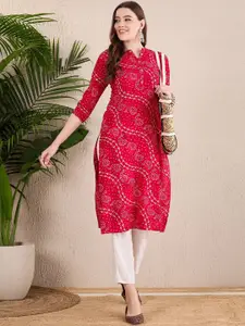 Anouk Ethnic Motifs Mandarin Collar Straight Kurta