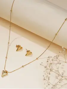 JEWILLEY Gold Plated Anti Tarnish Waterproof Little Heart Pendant Set