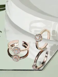 TOUCH925 Pure Silver Rose Gold Plated Toe Rings