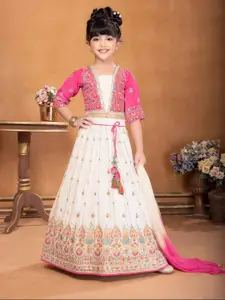 Lagorii Girls Embroidered Sequinned Ready to Wear Lehenga & Blouse With Dupatta