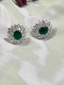 The Jewellery Tale Silver-Plated American Diamond Stone Studded Studs