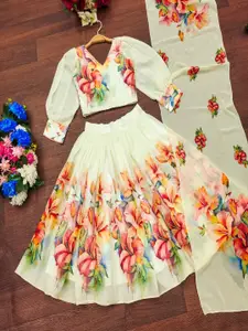 BAESD Girls Printed Ready to Wear Lehenga & Blouse With Dupatta