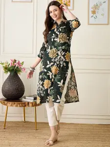Anouk Women Floral Printed Mandarin Collar Straight Kurta