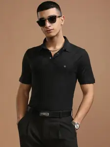 HIGHLANDER Men Self Design Polo Collar T-shirt