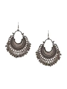 JMBW INTERNATIONAL Set Of 2 Silver-Plated Beaded Contemporary Oxidised Drop Earrings