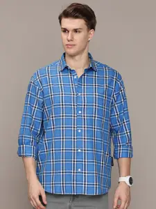 French Connection Men Premium Spread Collar Tartan Checked Cotton Oversized Casual Shirt