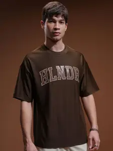 HIGHLANDER Men Typography Printed Round Neck Oversized T-shirt