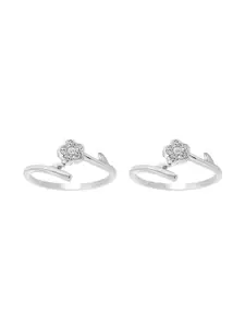 Nistra Rhodium-Plated Petal Delight Toe Rings