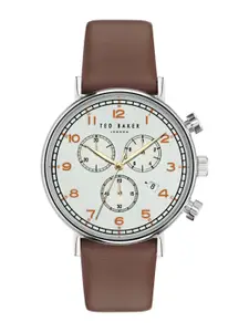 Ted Baker TB TIMELESS Men Brass Dial & Leather Straps Analogue Watch BKPBAF301