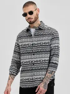 Snitch Men Geometric Open Front Jacket