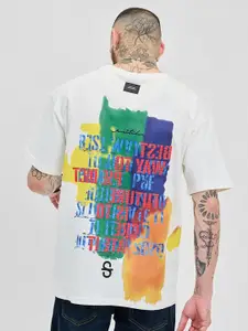 Snitch Men Graphic Printed Round Neck Cotton Oversized T-shirt