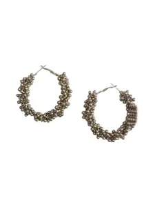 JMBW INTERNATIONAL Set Of 3 Silver-Plated Circular Oxidised Hoop Earrings