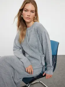 Trendyol Round Neck Acrylic Top & Maxi Skirt