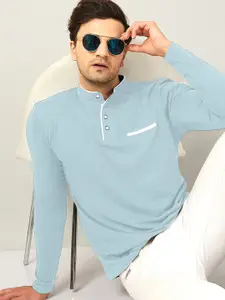 AUSK Solid Full Sleeve Henley Neck Tshirt