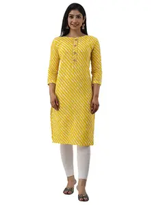 BAESD Leheriya Printed Boat Neck Pure Cotton Straight Kurta