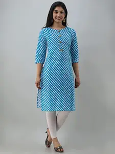 BAESD Leheriya Printed Round Neck Pure Cotton Straight Kurta