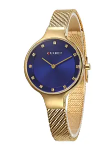 Curren Women Dial & Stainless Steel Wrap Around Straps Analogue Watch 9008-Gold