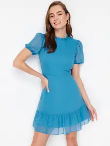 Trendyol Puff Sleeve Fit & Flare Mini Dress