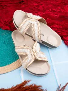 BRISKERS Women Embroidered Open Toe Flats