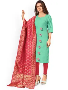 Maroosh Floral Embroidered Glaze Cotton Unstitched Dress Material