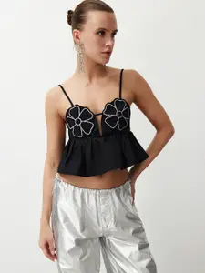 Trendyol Shoulder Straps Sequined Crop Top