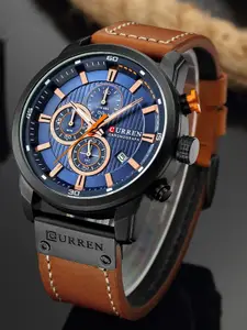 Curren Men Leather Patterned Wrap Around Straps Analogue Watch 8291-1