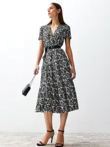 Trendyol Floral Print Fit & Flare Midi Dress