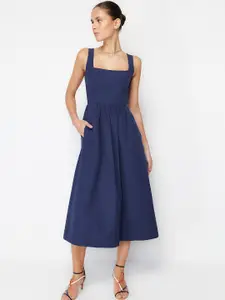 Trendyol Women Solid Square Neck Fit & Flare Dress