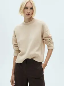 MANGO Drop-Shoulder Sleeves Round-Neck Pullover