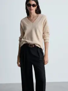 MANGO Ribbed Trims Pullover