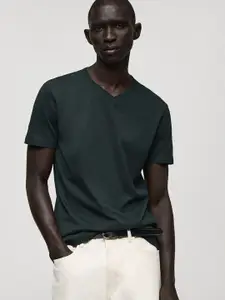 MANGO MAN V-Neck Pure Cotton T-shirt