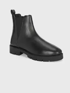 The Roadster Lifestyle Co. Women Textured Block-Heeled Chelsea Boots