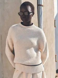 MANGO Women Ribbed Pullover