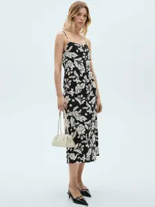 MANGO Monochrome Floral Midi Dress