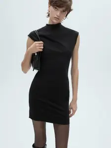 MANGO Sheath Perkins-neck Mini Dress