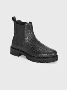 The Roadster Lifestyle Co Women Textured Block-Heeled Chelsea Boots
