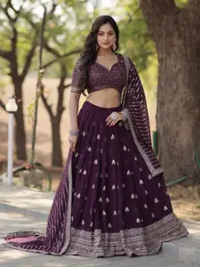 Fashion Basket Embroidered Sequinned Semi-Stitched Lehenga &  Blouse With Dupatta