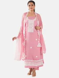 MOZAFIA Floral Embroidered Unstitched Dress Material