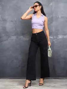 DressBerry Women Wide Leg High-Rise Stretchable Jeans